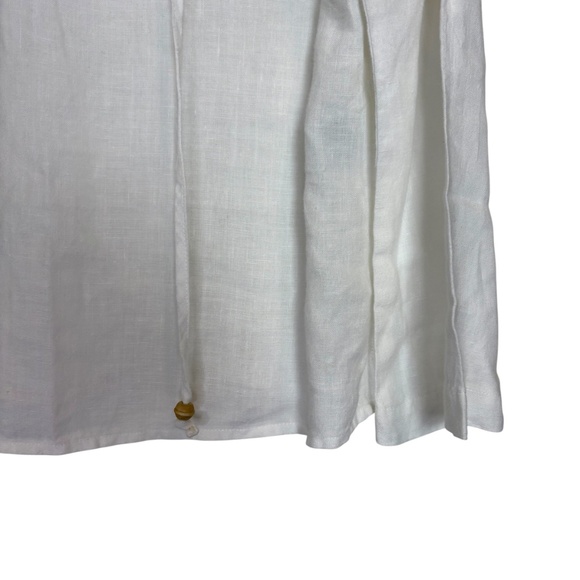 Talbots White Linen Long Sleeve Tunic Shirt Womens‎ Medium Resort Chic Beach - Picture 3 of 6